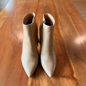 French‎ Connection Women's Tan Snakeskin "Ally" Ankle Stiletto Booties Size 8.5